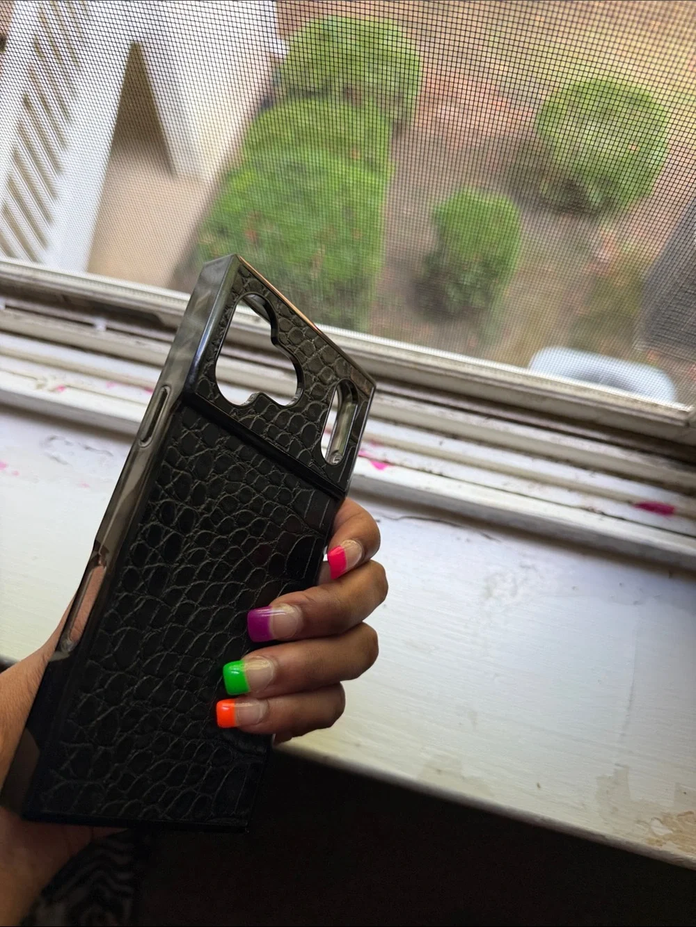 Black Faux-Croc Phone Case Wallet - Compatible Cell Phone Accessory 17 PRO